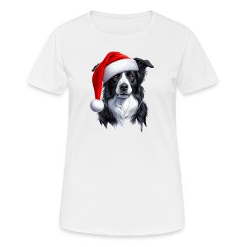 Border Collie Santa Clause - Women's Breathable T-Shirt - white - Front - AI Model Female 172 dark (172cm)