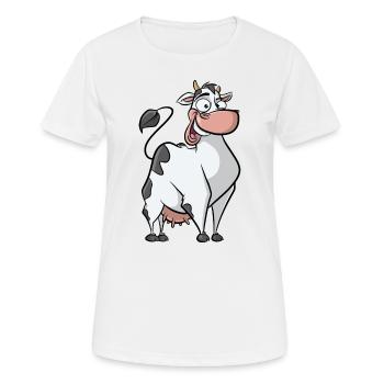 Funny Cow - Farm Muh Country Life Dairy Cow - Women's Breathable T-Shirt - white - Front - AI Model Female 172 dark (172cm)