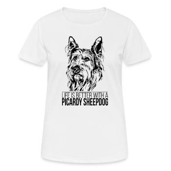 PICARDY SHEEPDOG life is better Hundespruch Hunde - Women's Breathable T-Shirt - white - Front - AI Model Female 172 dark (172cm)