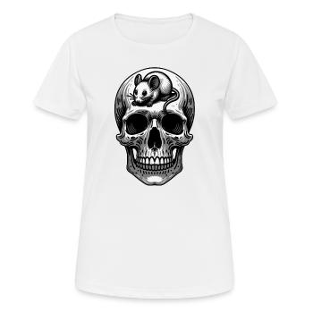 Skull mit Maus auf dem Kopf - Frauen T-Shirt atmungsaktiv - Weiß - Vorne - AI Model Female 172 dark (172cm)