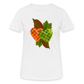 Coeur à damier - T-shirt respirant Femme - blanc - Devant - AI Model Female 172 dark (172cm)