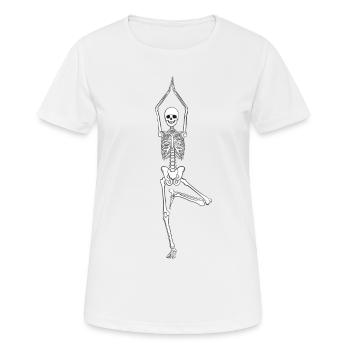 Lustiges Yoga Skelett, Halloween. Meditation. - Frauen T-Shirt atmungsaktiv - Weiß - Vorne - AI Model Female 172 dark (172cm)