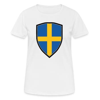 SWEDEN FLAG SHIELD - T-shirt respirant Femme - blanc - Devant - AI Model Female 172 dark (172cm)