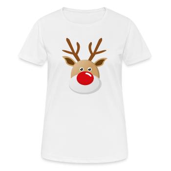 Rudolf Rentier mit der roten Nase Weihnachten - Frauen T-Shirt atmungsaktiv - Weiß - Vorne - AI Model Female 172 dark (172cm)