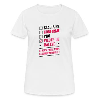 PILOTE DE RALLYE - T-shirt respirant Femme - blanc - Devant - AI Model Female 172 dark (172cm)