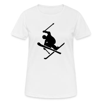 Ski - Frauen T-Shirt atmungsaktiv - Weiß - Vorne - AI Model Female 172 dark (172cm)