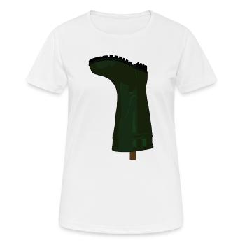 Gummistiefel am Zaunpfahl ist stiller Protest - Frauen T-Shirt atmungsaktiv - Weiß - Vorne - AI Model Female 172 dark (172cm)