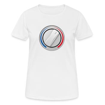 Drehknopf für die Bedienung einer Waschmaschine. - Frauen T-Shirt atmungsaktiv - Weiß - Vorne - AI Model Female 172 dark (172cm)