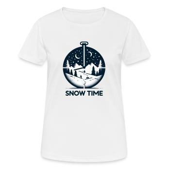Schneezeit! SKI Taschenuhr für komfortables Skifahren - Frauen T-Shirt atmungsaktiv - Weiß - Vorne - AI Model Female 172 dark (172cm)