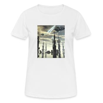 Ville de science-fiction fantastique - T-shirt respirant Femme - blanc - Devant - AI Model Female 172 dark (172cm)