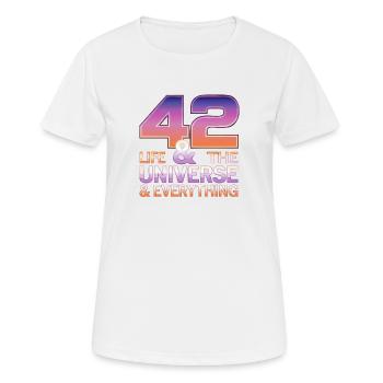 Life Universe Everything 42 answers - Women's Breathable T-Shirt - white - Front - AI Model Female 172 dark (172cm)