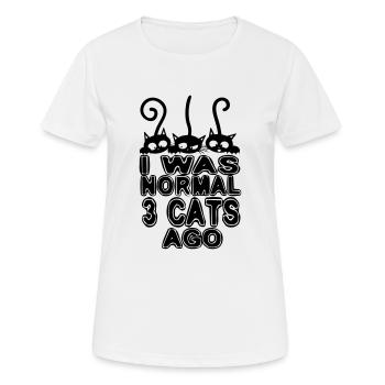 J'étais normale avant 3 chats - T-shirt respirant Femme - blanc - Devant - AI Model Female 172 dark (172cm)