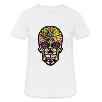 mexikanischer Schädel des mexikanischen Hauptschädels - Frauen T-Shirt atmungsaktiv - Weiß - Vorne - AI Model Female 172 dark (172cm)