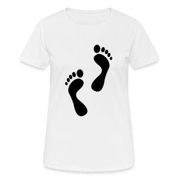 Fussabdruck Foot prints - Frauen T-Shirt atmungsaktiv - Weiß - Vorne - AI Model Female 172 dark (172cm)