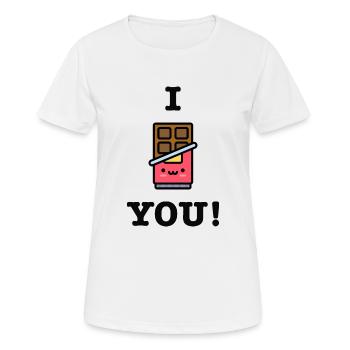 Schokolade I love you Schoki Tafel Schoko Spruch - Frauen T-Shirt atmungsaktiv - Weiß - Vorne - AI Model Female 172 dark (172cm)