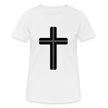 Schlichtes Kreuz Symbol - Frauen T-Shirt atmungsaktiv - Weiß - Vorne - AI Model Female 172 dark (172cm)