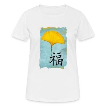 Ginkgo Feng Shui Design Glück 1.0 - Frauen T-Shirt atmungsaktiv - Weiß - Vorne - AI Model Female 172 dark (172cm)