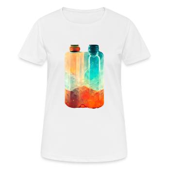 Zwei Trinkflaschen Retro - Frauen T-Shirt atmungsaktiv - Weiß - Vorne - AI Model Female 172 dark (172cm)