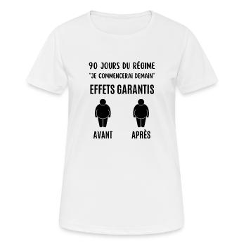 régime je commencerai demain - T-shirt respirant Femme - blanc - Devant - AI Model Female 172 dark (172cm)