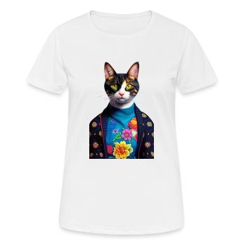 Wunderbare heimische kurzhaarige Katze wartet einsam - Frauen T-Shirt atmungsaktiv - Weiß - Vorne - AI Model Female 172 dark (172cm)