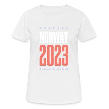 Norway 2023 - Frauen T-Shirt atmungsaktiv - Weiß - Vorne - AI Model Female 172 dark (172cm)