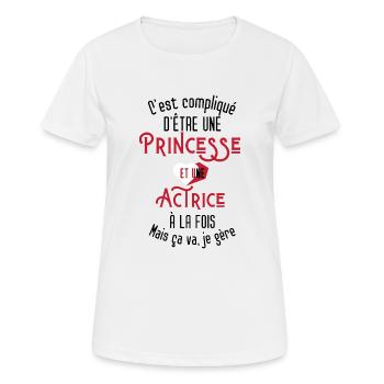C'est compliqué d'être Une Princesse et Actrice - T-shirt respirant Femme - blanc - Devant - AI Model Female 172 dark (172cm)
