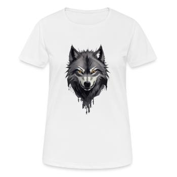 Wolfsangst Dunkler Spooky Wolfskopf - Frauen T-Shirt atmungsaktiv - Weiß - Vorne - AI Model Female 172 dark (172cm)