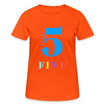 Five -5th Anniversary - Women's Breathable T-Shirt - neon orange - Front - AI Model Female 172 dark (172cm)