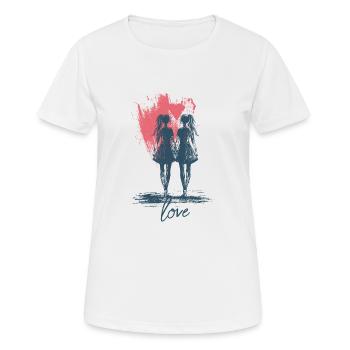 Frauen Liebe Herz Valentinstag LGBTQ - Frauen T-Shirt atmungsaktiv - Weiß - Vorne - AI Model Female 172 dark (172cm)