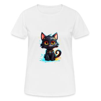 Black Kitty - Women's Breathable T-Shirt - white - Front - AI Model Female 172 dark (172cm)
