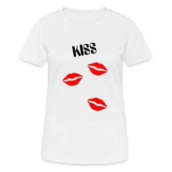 Küss küsst mich - Frauen T-Shirt atmungsaktiv - Weiß - Vorne - AI Model Female 172 dark (172cm)