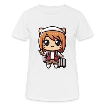 Kawaii Cute Little Girl Traveler - Women's Breathable T-Shirt - white - Front - AI Model Female 172 dark (172cm)