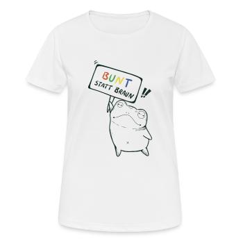 Bunt statt Braun Demo Frosch - Frauen T-Shirt atmungsaktiv - Weiß - Vorne - AI Model Female 172 dark (172cm)
