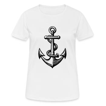 Anchor Symbol Silhouette Harbour - Women's Breathable T-Shirt - white - Front - AI Model Female 172 dark (172cm)