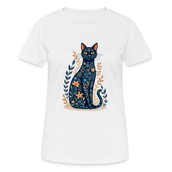 Floral Cat - Women's Breathable T-Shirt - white - Front - AI Model Female 172 dark (172cm)