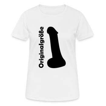 Penis Originalgröße - Frauen T-Shirt atmungsaktiv - Weiß - Vorne - AI Model Female 172 dark (172cm)