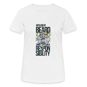 Mit dem Bart kommt die Verantwortung - Frauen T-Shirt atmungsaktiv - Weiß - Vorne - AI Model Female 172 dark (172cm)