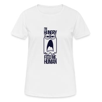 Je suis me nourrir faim humaine - T-shirt respirant Femme - blanc - Devant - AI Model Female 172 dark (172cm)