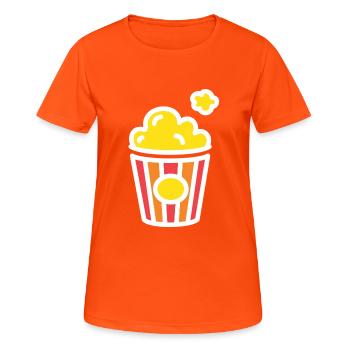 pop-corn - T-shirt respirant Femme - orange néon - Devant - AI Model Female 172 dark (172cm)