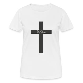 Croix de Jésus - Jésus le sauveur! Vêtements chrétiens - T-shirt respirant Femme - blanc - Devant - AI Model Female 172 dark (172cm)