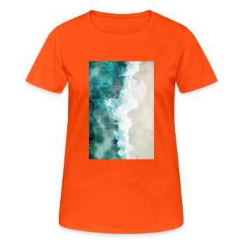 Belle plage de rêve peinte à l'aquarelle - T-shirt respirant Femme - orange néon - Devant - AI Model Female 172 dark (172cm)