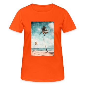 Belle plage de rêve peinte à l'aquarelle - T-shirt respirant Femme - orange néon - Devant - AI Model Female 172 dark (172cm)