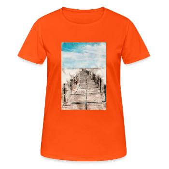 Poster Strand - Frauen T-Shirt atmungsaktiv - Neonorange - Vorne - AI Model Female 172 dark (172cm)