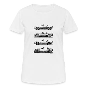 Les quatre générations du roadster japonais - T-shirt respirant Femme - blanc - Devant - AI Model Female 172 dark (172cm)