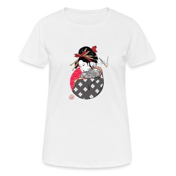 Geisha tatouée qui fume - T-shirt respirant Femme - blanc - Devant - AI Model Female 172 dark (172cm)
