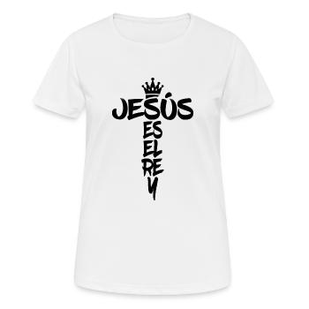 Jesus es el rey Kreuz Geschenk für Christen - Frauen T-Shirt atmungsaktiv - Weiß - Vorne - AI Model Female 172 dark (172cm)