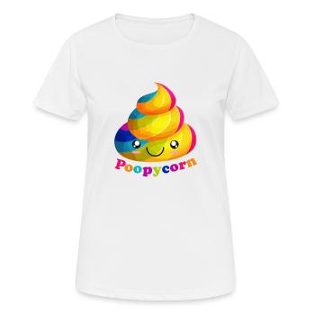 Poopycorn Funny Poop Emoji Unicorn Rainbow - Women's Breathable T-Shirt - white - Front - AI Model Female 172 dark (172cm)