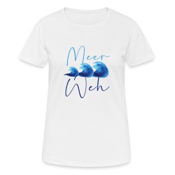 meer weh,meer,wellen,,angler,meerweh,sehnsucht - Frauen T-Shirt atmungsaktiv - Weiß - Vorne - AI Model Female 172 dark (172cm)
