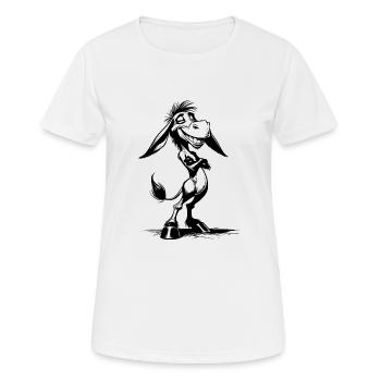 Esel Karikatur Grinsendes Langohr - Frauen T-Shirt atmungsaktiv - Weiß - Vorne - AI Model Female 172 dark (172cm)