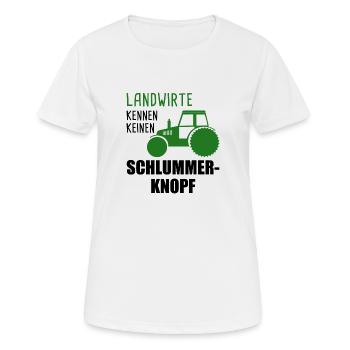 Landwirte kennen keinen Schlummer-Knopf - Frauen T-Shirt atmungsaktiv - Weiß - Vorne - AI Model Female 172 dark (172cm)